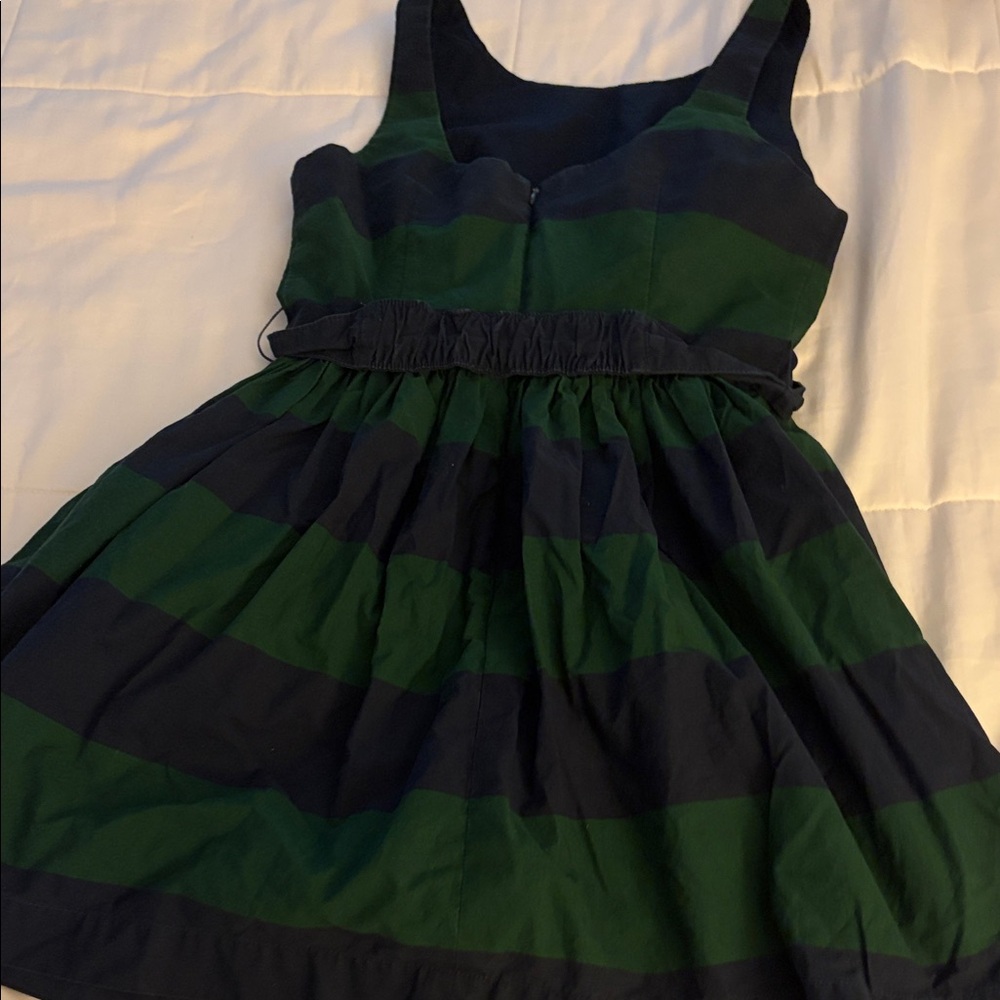 Abercrombie & Fitch Navy/Green Striped Girls Formal Dress With Waist Bow Size 10 - Picture 6 of 10